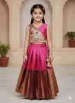 DESIGNER KANJIVARAM SILK ZARI WEAVING WORK KID'S LEHENGA CHOLI RANI