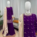 3DESIGNER VELVET THREAD & SEQUENCE WORK WITH PEARL WORK TOP PALAZZO WITH DUPATTA WEDDING WEAR WHOLESALE PRICE ETHNIC GARMENT (14)