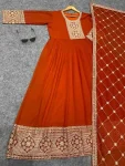3FANCY GEORGETTE CHAIN WORK GOWN WITH DUPATTA FESTIVE WEAR WHOLESALE PRICE ETHNIC GARMENT (19)