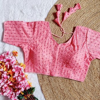 FANCY GEORGETTE SEQUENCE WORK  STITCHED BLOUSE BABY PINK