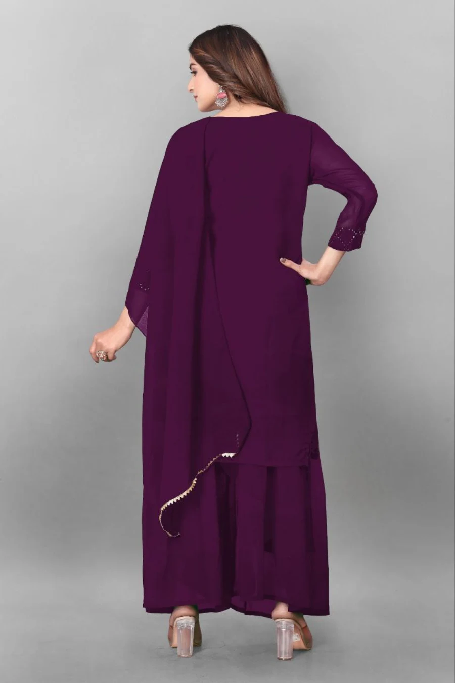 3MODERN GEORGETTE EMBROIDERY WORK TOPM PALAZZO WITH DUPATTA FESTIVE WEAR WHOLESALE PRICE ETHNIC GARMENT (32)