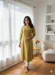 MODERN KATHA COTTON BEAUTIFUL PATTERN WORK KURTI KHAKI