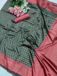 3MODERN LICHI SILK BANARASI WEAVING WORK SAREE WITH UNSTITCHED BLOUSE FESTIVE WEAR WHOLESALE PRICE ETHNIC GARMENT (27)