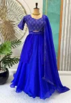 3MODERN SPACE SILK SEQUENCE EMBROIDERY WORK LEHENGA CHOLI DUPATTA WITH WXTRA FRILL PARTY WEAR WHOLESALE PRICE ETHNIC GARMENT (3)