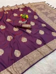 NEW ARRIVAL BANARASI SILK GOLDEN ZARI BUTTI WEAVING WORK SAREE WITH UNSTITCHED BLOUSE WINE