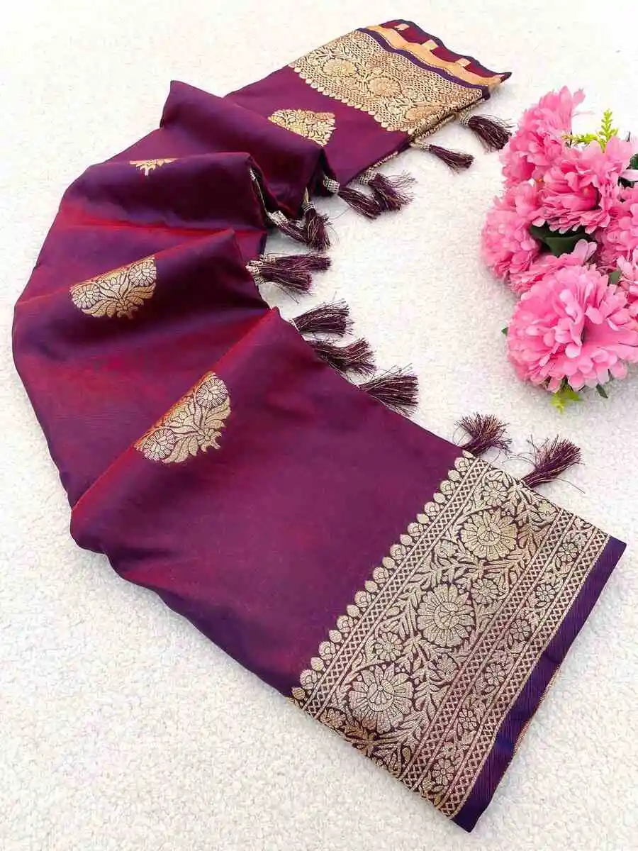 3NEW ARRIVAL BANARASI SILK GOLDEN ZARI BUTTI WEAVING WORK SAREE WITH UNSTITCHED BLOUSE FESTIVE WEAR WHOLESALE PRICE ETHNIC GARMENT (16)