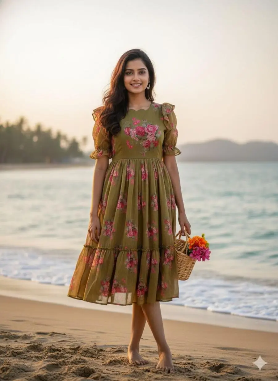 3NEW ARRIVAL CHANDERI FLORAL PRINTED WORK ONE PIECE DAILY WEAR WHOLESALE PRICE ETHNIC GARMENT (5)