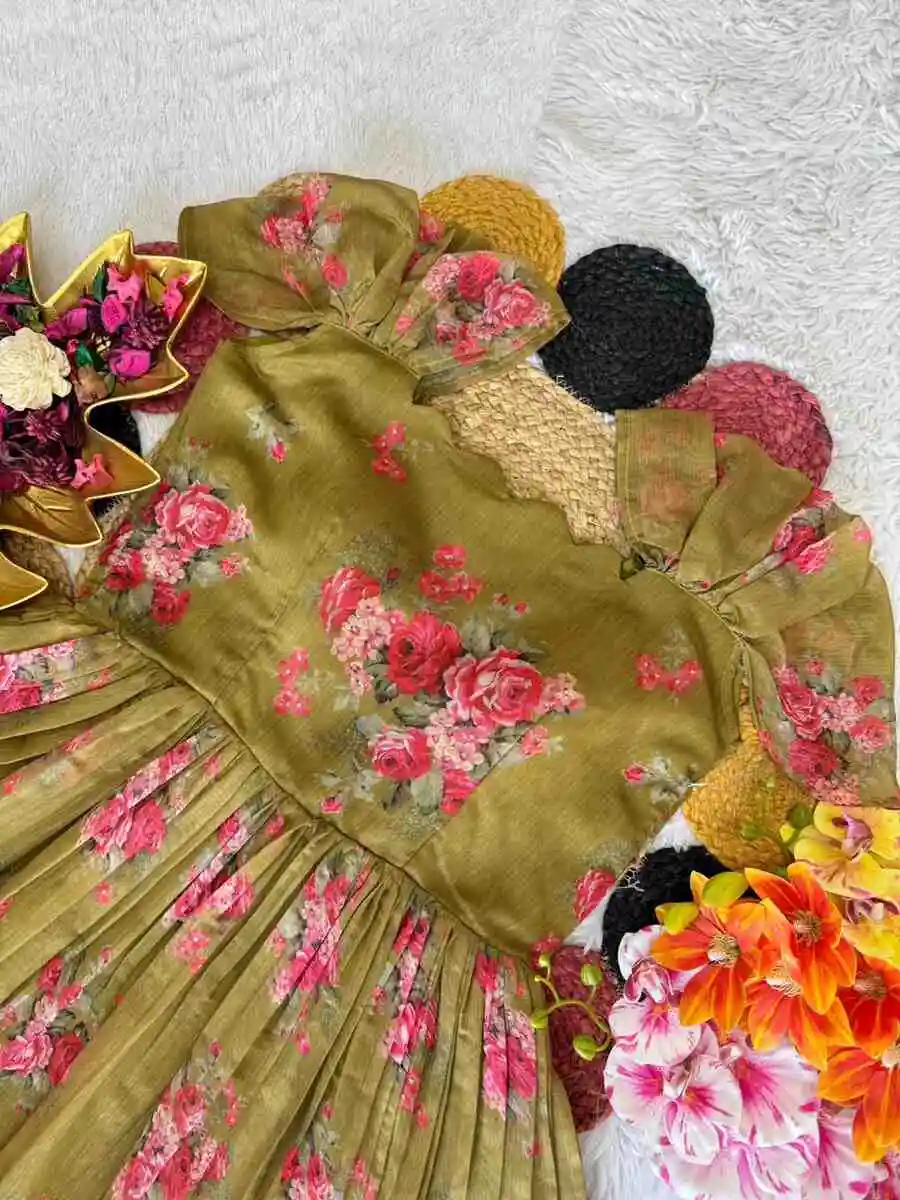 3NEW ARRIVAL CHANDERI FLORAL PRINTED WORK ONE PIECE DAILY WEAR WHOLESALE PRICE ETHNIC GARMENT (7)