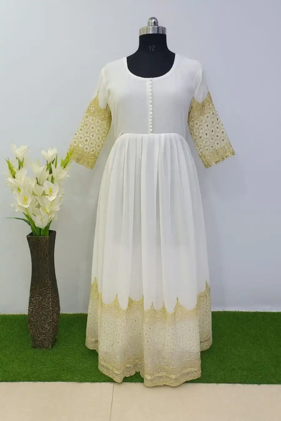 3NEW ARRIVAL GEORGETTE MULTI SEQUENCE WORK GOWN WITH DUPATTA FESTIVE WEAR WHOLESALE PRICE ETHNIC GARMENT (21)
