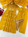 3NEW ARRIVAL RAYON EMBROIDERY WITH FOIL WORK TOP BOTTOM WITH DUPATTA FESTIVE WEAR WHOLESALE PRICE ETHNIC GARMENT (13)