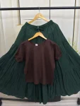 3NEW ARRIVAL RAYON PLAIN TOP WITH LAYER SKIRT DAILY WEAR WHOLESALE PRICE ETHNIC GARMENT (8)
