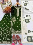 3RICH LOOK FENDY SILK EMBROIDERY SEQUENCE WORK WITH RIVET MOTI WORK TOP PALAZZO WITH DUPATTA FESTIVE WEAR WHOLESALE PRICE ETHNIC GARMENT (14)