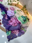 RICH LOOK ORGANZA FLORAL PRINTS WITH BEADS AND KATDANA HANDWORK SAREE WITH UNSTITCHED BLOUSE PURPLE