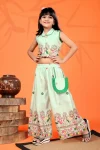 RICH LOOK RAYON DIGITAL PRINT WORK KID'S TOP PALAZZO SET GREEN