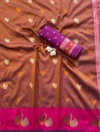 3RICH LOOK SOFT SILK ZARI WORK COPPER & SILVER FANCY BUTTI WITH SATIN BORDER WORK SAREE WITH UNSTITCHED BLOUSE FESTIVE WEAR WHOLESALE PRICE ETHNIC GARMENT (31).jpg.webp