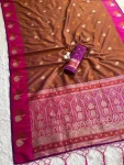 3RICH LOOK SOFT SILK ZARI WORK COPPER & SILVER FANCY BUTTI WITH SATIN BORDER WORK SAREE WITH UNSTITCHED BLOUSE FESTIVE WEAR WHOLESALE PRICE ETHNIC GARMENT (31).jpg.webp