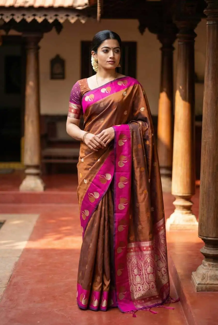 3RICH LOOK SOFT SILK ZARI WORK COPPER & SILVER FANCY BUTTI WITH SATIN BORDER WORK SAREE WITH UNSTITCHED BLOUSE FESTIVE WEAR WHOLESALE PRICE ETHNIC GARMENT (29).jpg.webp
