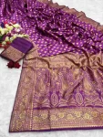 TRENDING LICHI SILK RICH PALLU & JACQUARD WORK SAREE WITH UNSTITCHED BLOUSE WINE