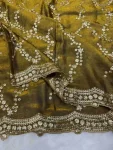 3TRENDING SPACE SILK SEQUENCE EMBROIDERY WORK SAREE WITH UNSTITCHED BLOUSE WEDDING WEAR WHOLESALE PRICE ETHNIC GARMENT (5)