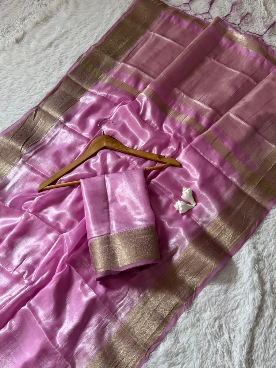 3TRENDING SPACE SILK ZARI BORDER WEAVING WITH RICH ZARI PALLU WORK SAREE WITH UNSTITCHED BLOUSE FESTIVE WEAR WHOLESALE PRICE ETHNIC GARMENT (1)