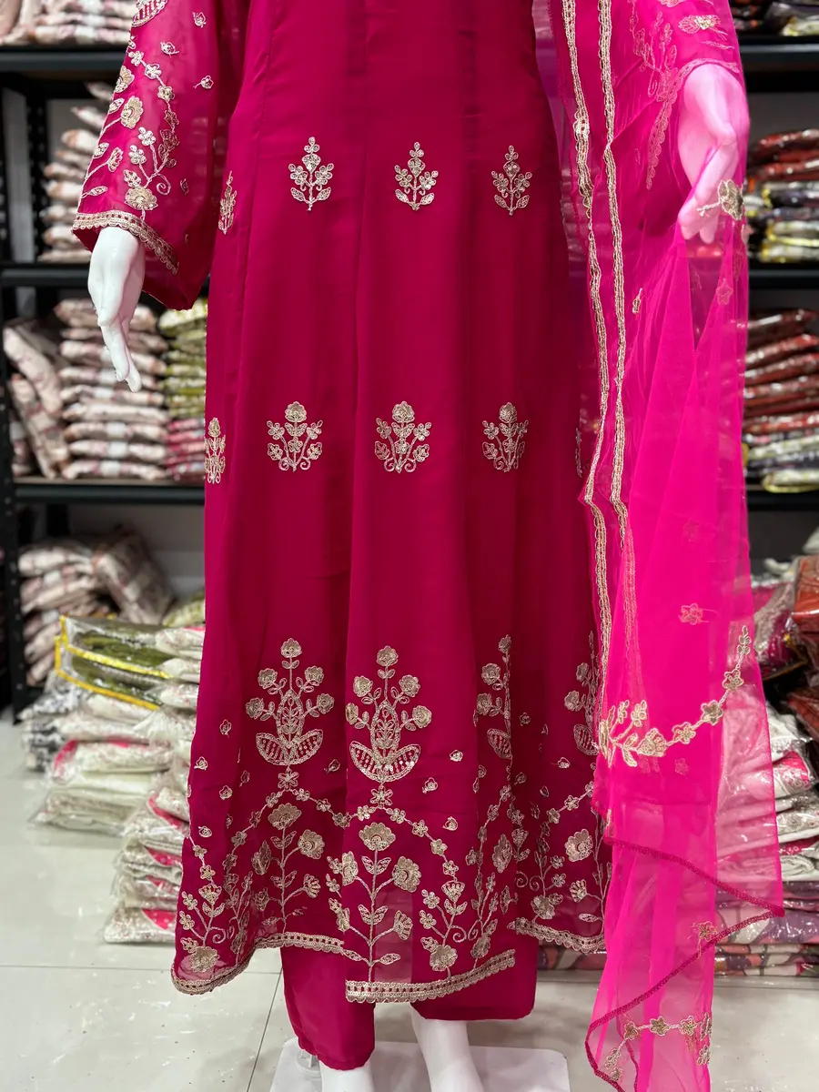 46RICH LOOK GEORGETTE EMBROIDERY WORK ANARAKALI BOTTOM WITH DUPATTA FESTIVE WEAR WHOLESALE PRICE ETHNIC GARMENT (6)