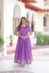 DESIGNER VICHITRA SEQUENCE, ZARI & THREAD EMBROIDERY WORK GOWN WITH KOTI PURPLE
