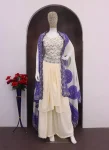 4DESIGNER CREEP SILK EMBROIDERY SEQUENCE WITH REAL MIRROR WORK DRAPE SKIRT BLOUSE AND SHRUG PARTY WEAR WHOLESALE PRICE ETHNIC GARMENT (6)
