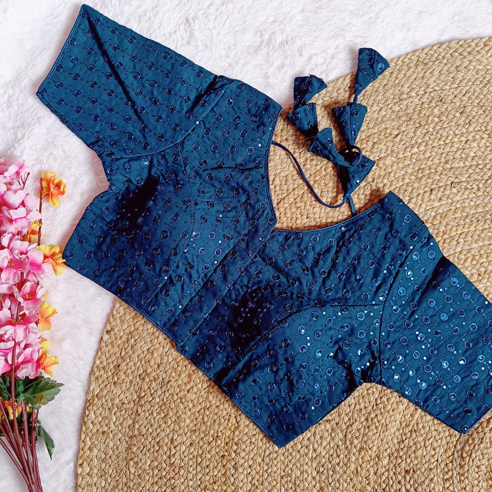 4FANCY GEORGETTE SEQUENCE WORK STITCHED BLOUSE WEDDING WEAR WHOLESALE PRICE ETHNIC GARMENT (2)