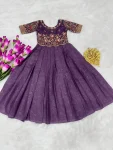 4FANCY GEORGETTE SILK EMBROIDERY AND HAND WORK KID’S GOWN FESTIVE WEAR WHOLESALE PRICE ETHNIC GARMENT (8)