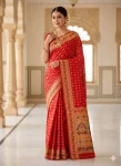 FANCY PAITHANI SILK ZARI WEAVING WORK SAREE WITH UNSTITCHED BLOUSE RED