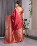 4MODERN BANARASI SILK ZARI WOVEN WORK SAREE WITH UNSTITCHED BLOUSE PARTY WEAR WHOLESALE PRICE ETHNIC GARMENT (18)