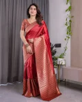 4MODERN BANARASI SILK ZARI WOVEN WORK SAREE WITH UNSTITCHED BLOUSE PARTY WEAR WHOLESALE PRICE ETHNIC GARMENT (18)
