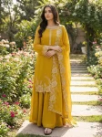 MODERN GEORGETTE EMBROIDERY WORK TOP PALAZZO WITH DUPATTA YELLOW