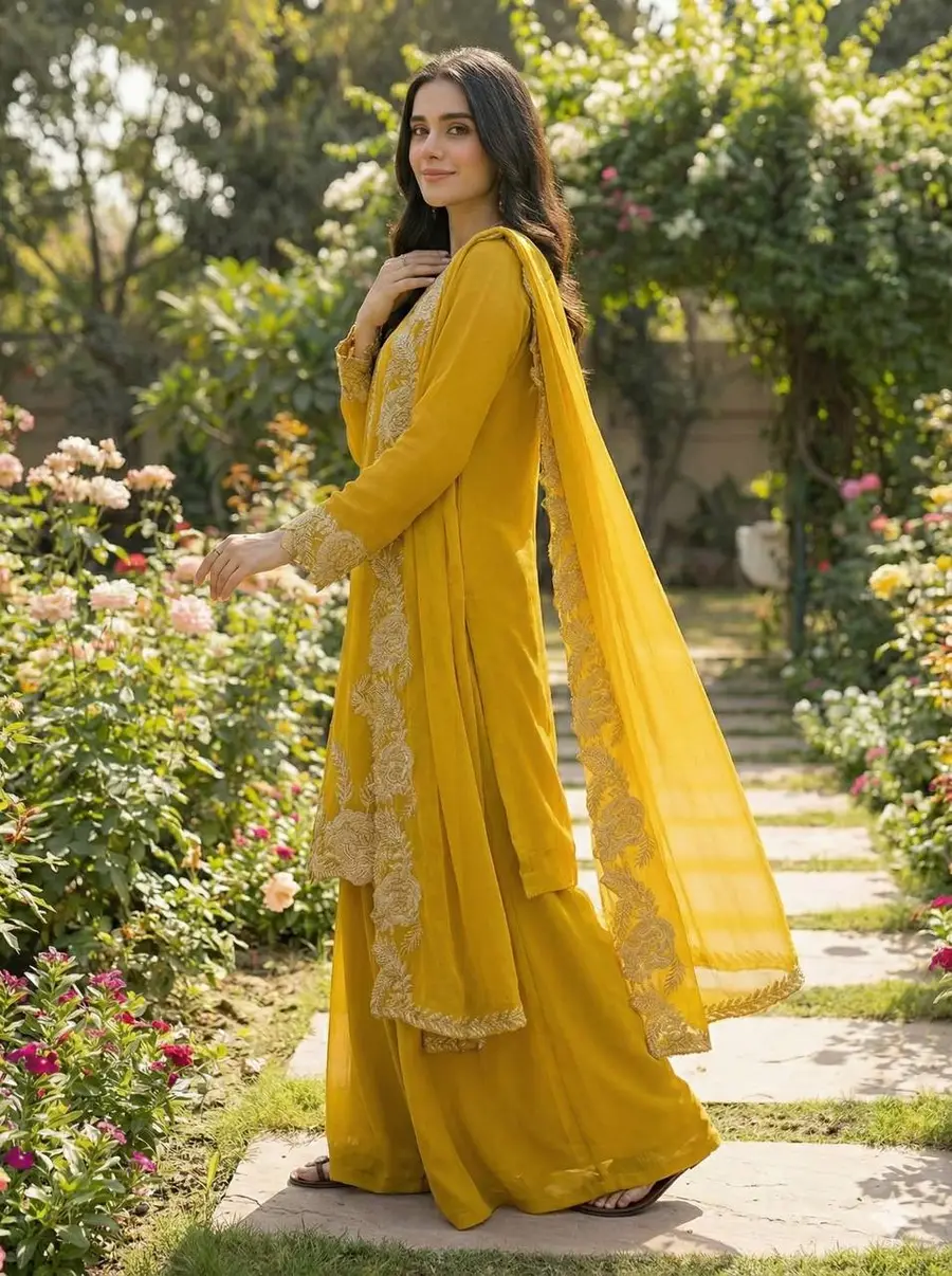 4MODERN GEORGETTE EMBROIDERY WORK TOP PALAZZO WITH DUPATTA FESTIVE WEAR WHOLESALE PRICE ETHNIC GARMENT (4)