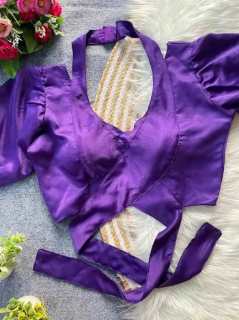 MODERN MALAI SATIN PLAIN STITCHED BLOUSE PURPLE