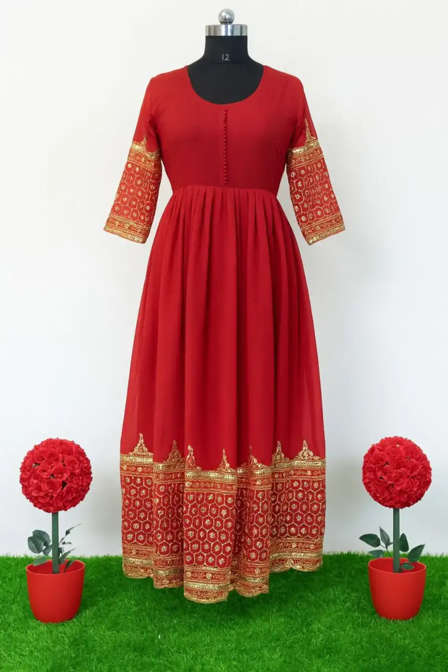 4NEW ARRIVAL GEORGETTE MULTI SEQUENCE WORK GOWN WITH DUPATTA FESTIVE WEAR WHOLESALE PRICE ETHNIC GARMENT (6)