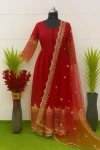 NEW ARRIVAL GEORGETTE MULTI SEQUENCE WORK GOWN WITH DUPATTA RED