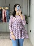 RICH LOOK CAMBRIC COTTON TRADITIONAL FLORAL PRINTED WORK ONLY TOP PINK