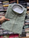 4RICH LOOK KHADI COTTON EMBROIDERY MIRROR WORK MEN’S KURTA PAYJAMA FESTIVE WEAR WHOLESALE PRICE ETHNIC GARMENT (10)