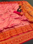 RICH LOOK PAITHANI SILK ZARI WEAVING WORK SAREE WITH UNSTITCHED BLOUSE PEACH
