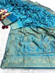TRENDING LICHI SILK RICH PALLU & JACQUARD WORK SAREE WITH UNSTITCHED BLOUSE RAMA