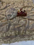 4TRENDING SPACE SILK SEQUENCE EMBROIDERY WORK SAREE WITH UNSTITCHED BLOUSE WEDDING WEAR WHOLESALE PRICE ETHNIC GARMENT (9)