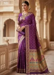 FANCY PAITHANI SILK ZARI WEAVING WORK SAREE WITH UNSTITCHED BLOUSE PURPLE