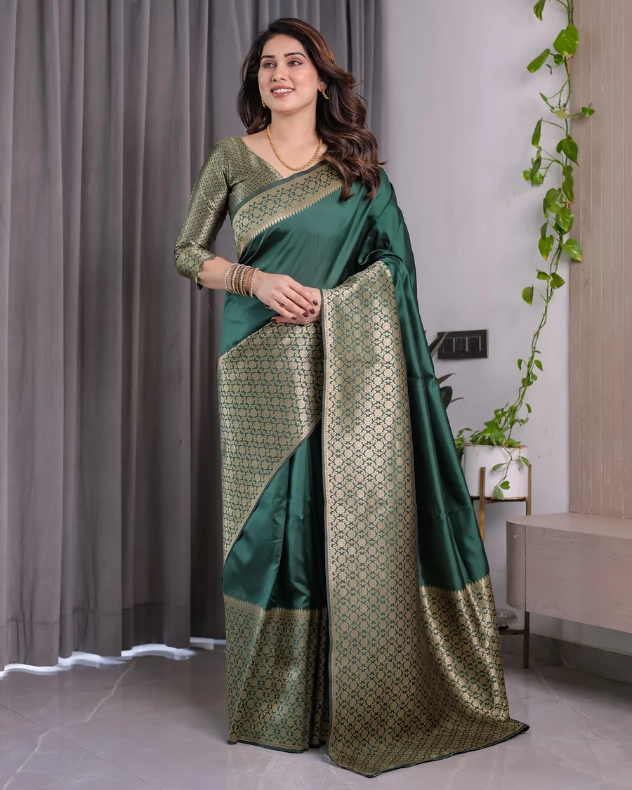 5MODERN BANARASI SILK ZARI WOVEN WORK SAREE WITH UNSTITCHED BLOUSE PARTY WEAR WHOLESALE PRICE ETHNIC GARMENT (4)