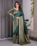 5MODERN BANARASI SILK ZARI WOVEN WORK SAREE WITH UNSTITCHED BLOUSE PARTY WEAR WHOLESALE PRICE ETHNIC GARMENT (4)