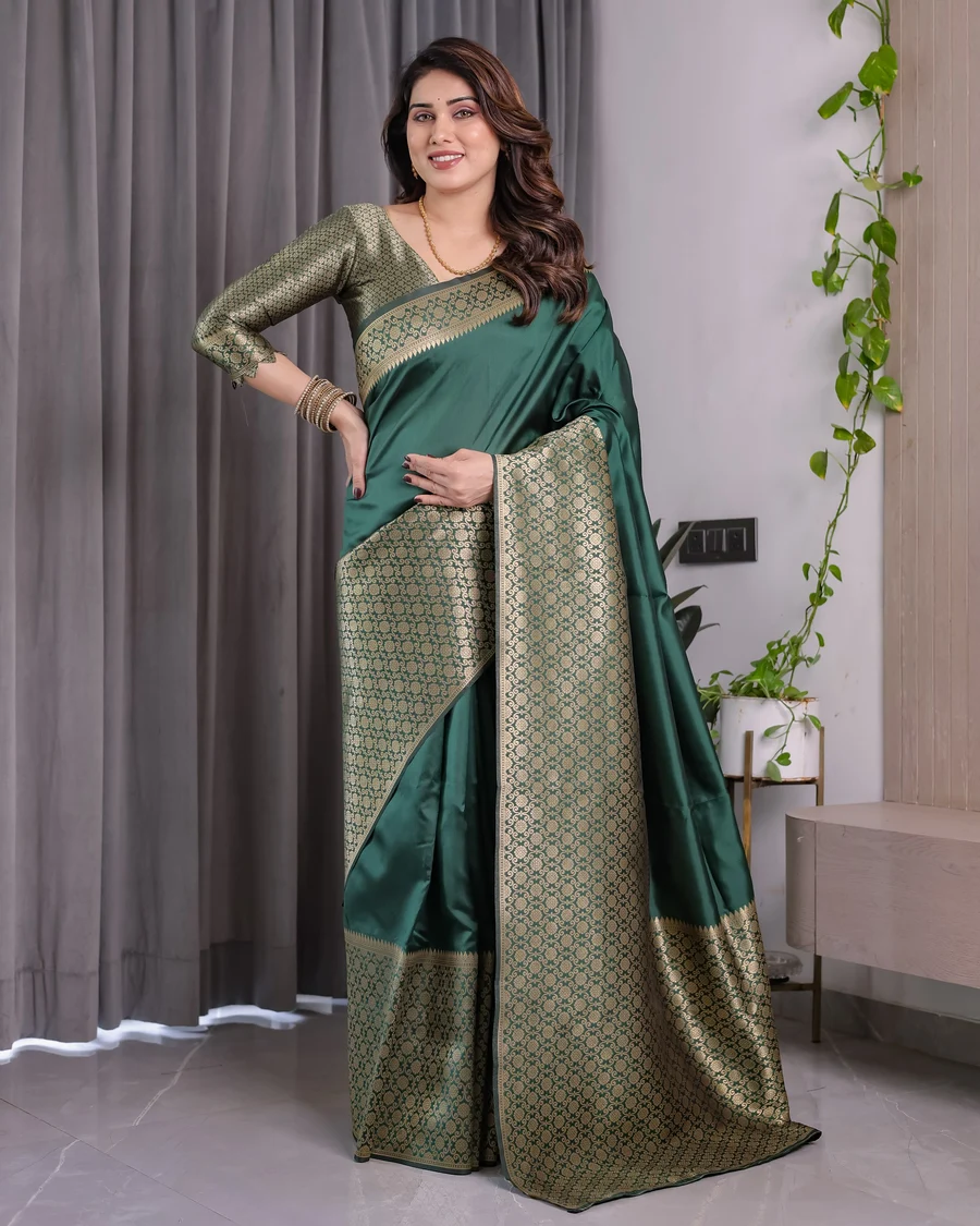 5MODERN BANARASI SILK ZARI WOVEN WORK SAREE WITH UNSTITCHED BLOUSE PARTY WEAR WHOLESALE PRICE ETHNIC GARMENT (5)