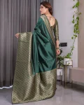 5MODERN BANARASI SILK ZARI WOVEN WORK SAREE WITH UNSTITCHED BLOUSE PARTY WEAR WHOLESALE PRICE ETHNIC GARMENT (4)