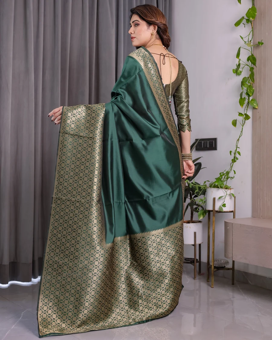 5MODERN BANARASI SILK ZARI WOVEN WORK SAREE WITH UNSTITCHED BLOUSE PARTY WEAR WHOLESALE PRICE ETHNIC GARMENT (6)
