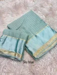 5NEW ARRIVAL GEORGETTE CHECKS WEAVING AND STUNNING SATIN PATTA BORDER WORK SAREE WITH UNSTITCHED BLOUSE FESTIVE WEAR WHOLESALE PRICE ETHNIC GARMENT (17)
