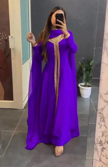 RICH LOOK GEORGETTE SEQUENCE WORK TOP BOTTOM WITH DUPATTA PURPLE